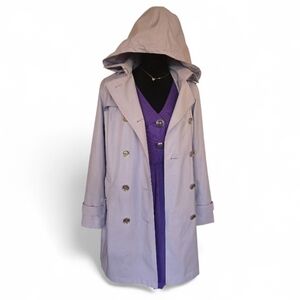 MICHAEL KORS Light Lavender Hooded Trench Coat - Size Small